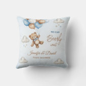 Soft Blue Baby Shower Flying Teddy Clouds Kissen (Rückseite)