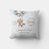 Soft Blue Baby Shower Flying Teddy Clouds Kissen (Vorderseite)