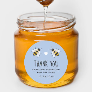 Soft Blue Baby to Bee Dusche Vielen Dank Runder Aufkleber