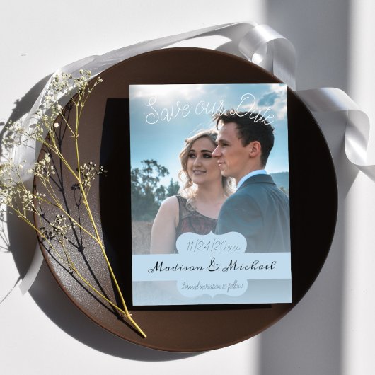 Soft Blue Banner Foto Ankündigung Datum freihalten