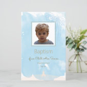 Soft Blue Baptismenü mit Goldakzenten (Stehend Vorderseite)
