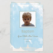 Soft Blue Baptismenü mit Goldakzenten (Vorne/Hinten)