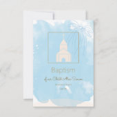 Soft Blue Baptisse UAWG mit Goldakzenten RSVP Karte (Vorderseite)