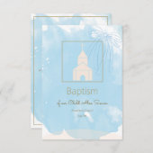 Soft Blue Baptisse UAWG mit Goldakzenten RSVP Karte (Vorne/Hinten)