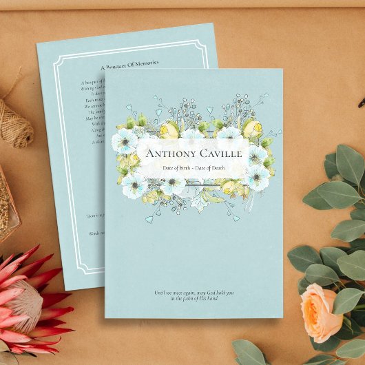 Soft Blue Beerdigung Programm - Beerdigungsdienst