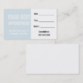 Soft Blue Beruflich Patient Kundenbenennung Terminkarte (Vorne/Hinten)