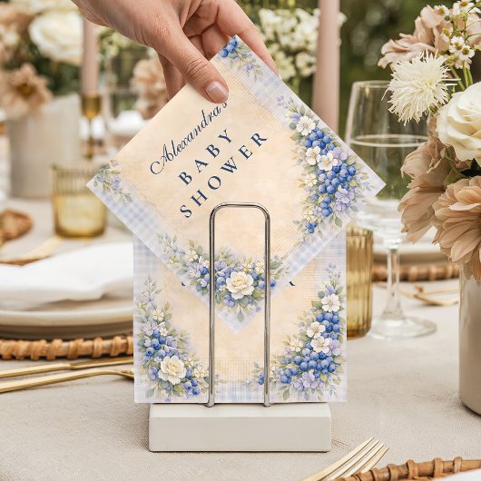 Soft Blue Blueberry Baby Shower Serviette