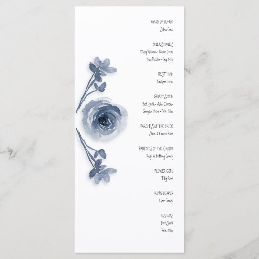 Soft Blue Blume Wedding Program Programm (Rückseite)