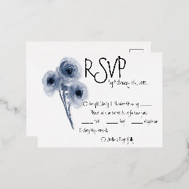 Soft Blue Blume Wedding RSVP Card Folie Einladungspostkarte