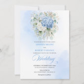 Soft Blue Bohemian Hydrangea Eucalyptus Wedding  Einladung (Vorderseite)