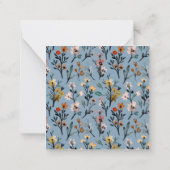 Soft Blue Boho Chic Aquarell Floral Custom Mitteilungskarte (Rückseite)