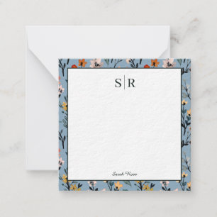 Soft Blue Boho Chic Aquarell Floral Custom Mitteilungskarte