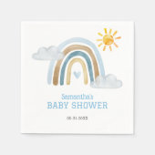 Soft Blue Boho Rainbow Baby Dusche Napkins Serviette (Vorderseite)