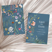 Soft Blue Boho Wildblumen Save the Date Einladung
