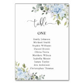 Soft Blue Botanical Table Number Seating Chart Tischnummer (Rückseite)