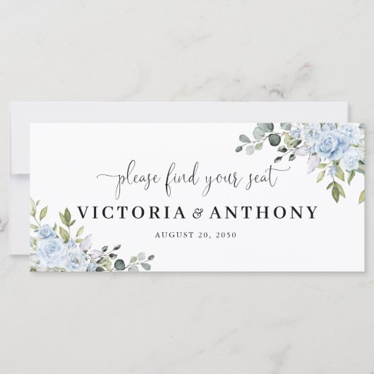 Soft Blue Botanical Wedding Head Table Sign (Vorderseite)