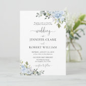 Soft Blue Botanical Wedding Invitation Einladung (Stehend Vorderseite)
