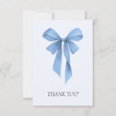 Soft Blue Bow Boy Baby Shower Dankeskarte (Vorderseite)
