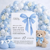 Soft Blue Bow Boy Baby Shower Einladung