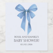 Soft Blue Bow Boy Baby Shower Weinetikett (Einzelnes Label)