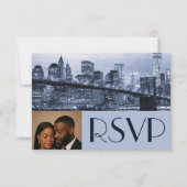 Soft Blue Brooklyn Bridge Wedding RSVP Einladung (Vorderseite)