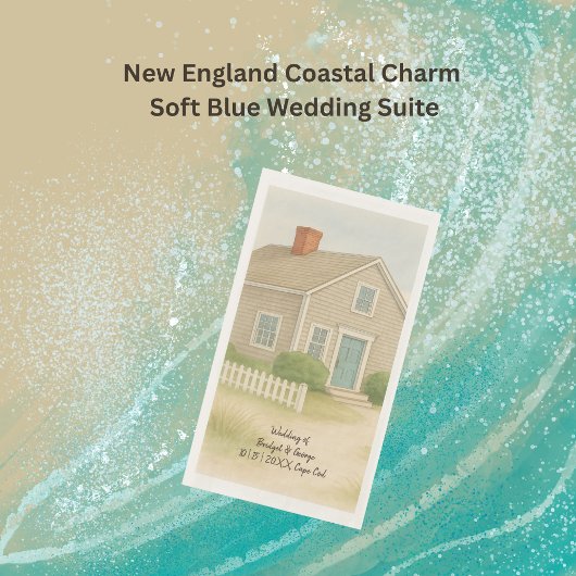 Soft Blue Cape Cod Coastal Wedding Cocktail Serviette