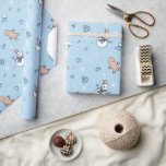 Soft Blue Christmas Geschenkpapier<br><div class="desc">Ruhiges Urlaubsmuster mit Schneemann,  Süßigkeiten,  Feuerwerk und Winterartikeln.</div>