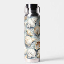 Soft Blue Coastal Seashell Watercolor