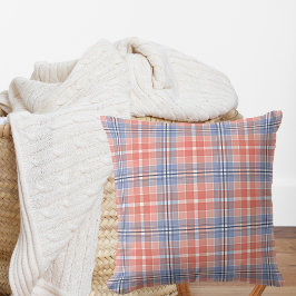 Soft Blue Coral Watercolor Kariert Bauernhof Kissen