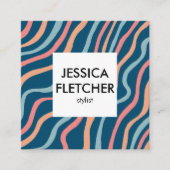 Soft Blue Curves Farbige Minimalistische soziale S Quadratische Visitenkarte (Vorderseite)