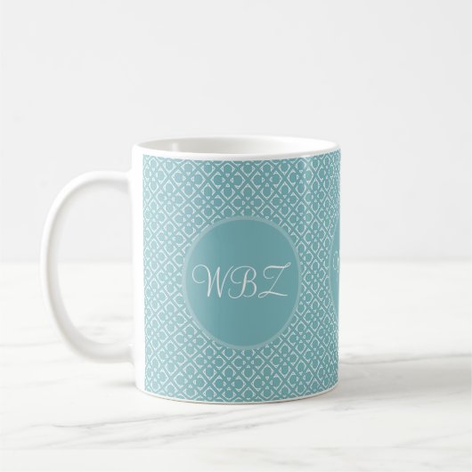 Soft Blue Custom Initials Kaffee Tasse (Links)