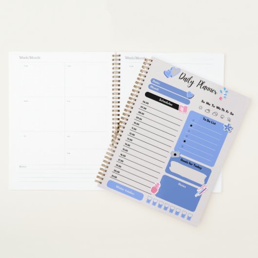 Soft Blue Daily Planner with Mood & Water Track Planer (Anzeige)