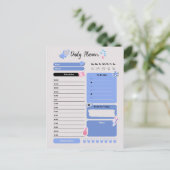 Soft Blue Daily Planner with Mood & Water Track Postkarte (Stehend Vorderseite)