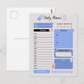 Soft Blue Daily Planner with Mood & Water Track Postkarte (Vorne/Hinten)