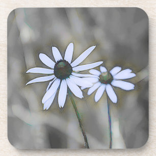 Soft Blue Daisy Untersetzer Grau Hintergrund