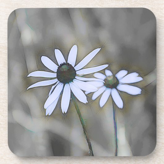 Soft Blue Daisy Untersetzer Grau Hintergrund (Vorderseite)