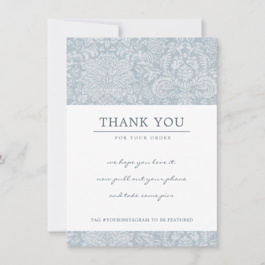 SOFT BLUE DAMASK PATTERN CORPORATE Business LOGO Dankeskarte (Vorderseite)