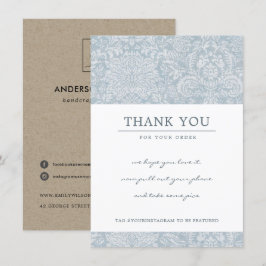 SOFT BLUE DAMASK PATTERN CORPORATE Business LOGO Dankeskarte