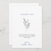 Soft Blue Delicate Floral Bouquet Dankeskarte (Vorne/Hinten)