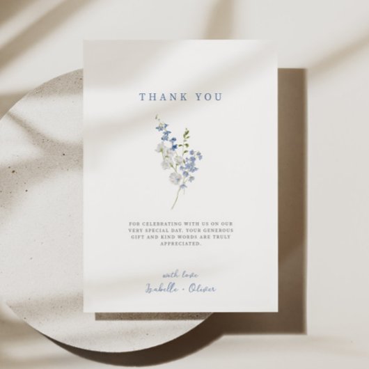 Soft Blue Delicate Floral Bouquet Dankeskarte
