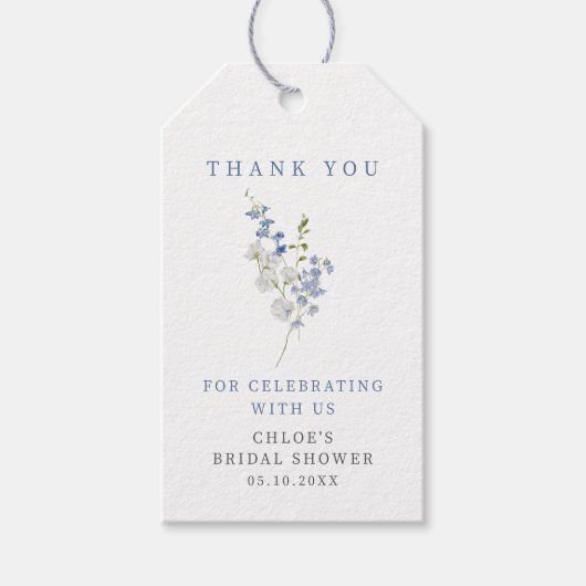 Soft Blue Delicate Floral Bouquet Geschenkanhänger (Vorderseite)