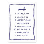 Soft Blue Doodle Wedding Seating Chart Card Tischnummer (Vorderseite)