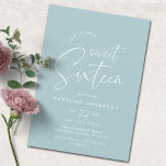 Soft Blue | Einfache moderne Sweet 16 Geburtstagsp Einladung<br><div class="desc">Niedliche und einfache 16. Geburtstagsfeier mit "16 . Geburtstag"-Text in einem handgeschriebenen Script-Schriftart. Hellblaue Farbe.</div>