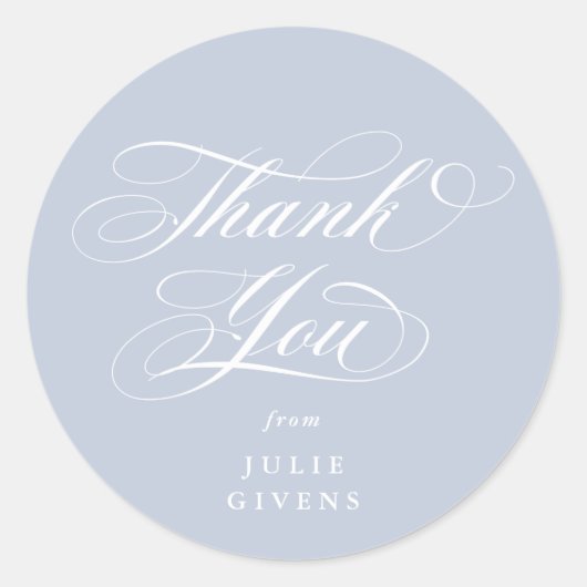 Soft Blue Elegante Script Abschluss Vielen Dank Runder Aufkleber (Vorderseite)
