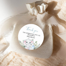 Soft Blue Elephant Baby Dusche Rundkleber Runder Aufkleber