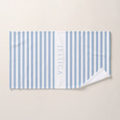 Soft Blue Farmhouse Streifenmuster Personalisiert Badhandtuch Set (Handtuch)