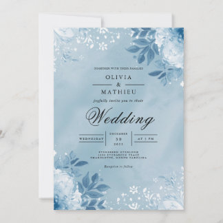Soft Blue Floral Archway Flourish Wedding Einladung