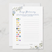Soft Blue Floral Baby Emoji Pictionary Card Einladung (Vorderseite)