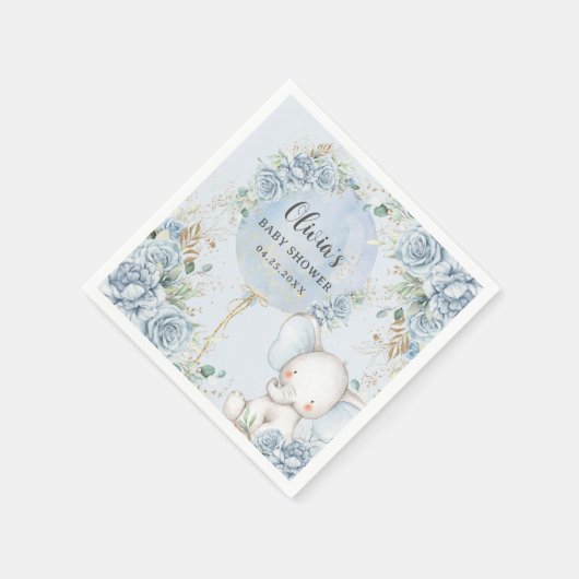 Soft Blue Floral Ballon Elephant Boy Baby Dusche Serviette (Ecke)