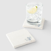 Soft Blue Floral | Coastal Minimalist Steinuntersetzer (Seitenansicht)